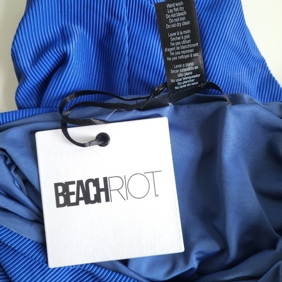 New Beach Riot Nia Asymetrical One Shoulder Tie Deep Ocean Swimsuit NWT Medium - Picture 13 of 14